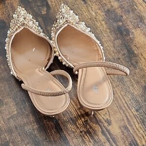 Zara Women's Beige Embellished Heels